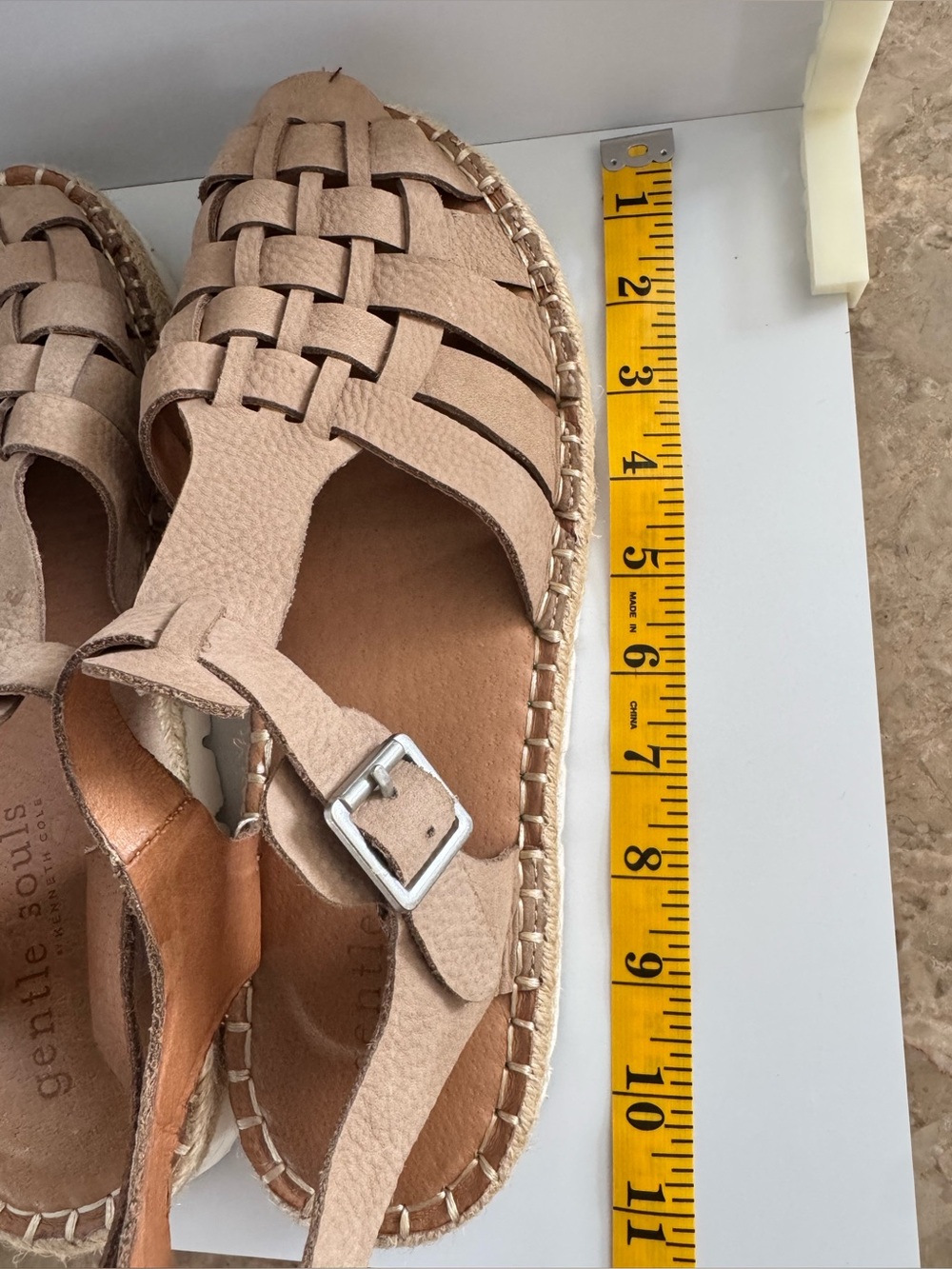 🤎Gentle Souls Kenneth Cole Lizzy Woven T-Strap Fisherman Sandals Leather 9M - Picture 6 of 9